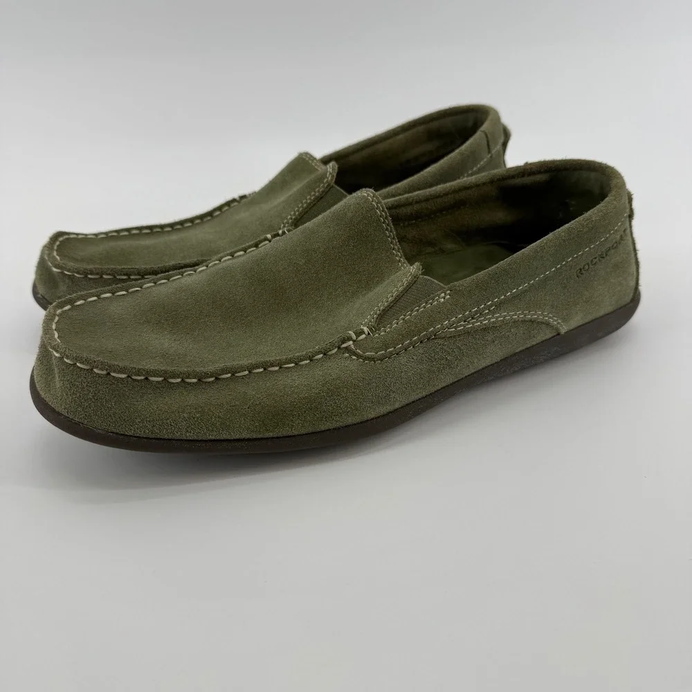 Rockport Men's Olive‎ Suede Slip On Loafer Shoes Size 8.5 Adi Prene Soles